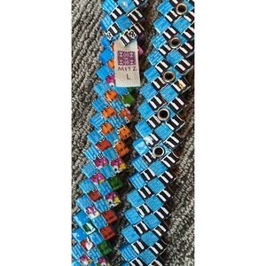 Mitz Recycled Candy Wrapper Belt‎ Upcycled M&M Packaging Multi Color Large